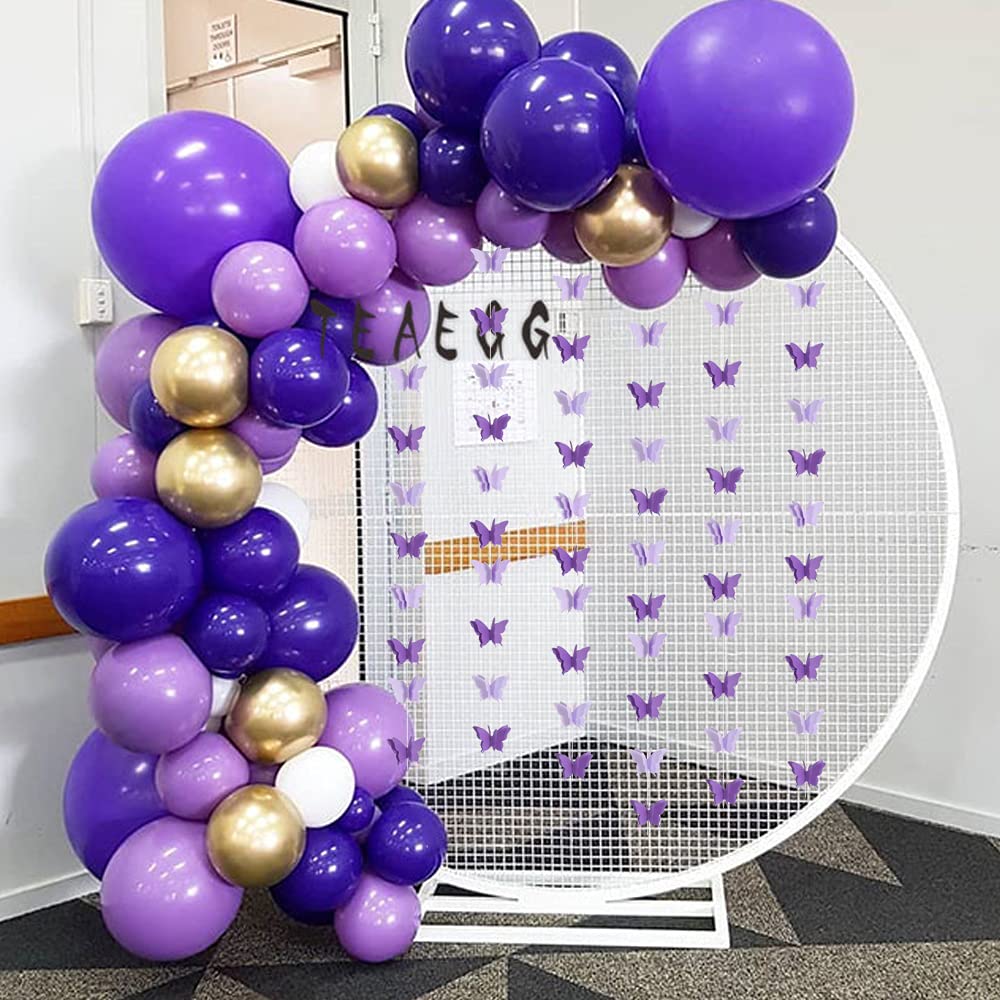 Beishida 5Pcs Purple Lavender Butterfly Paper Garland Hanging Decorative Banner For Halloween Home Ceiling Decor Birthday Party